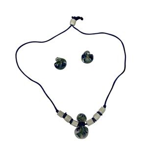 Artisan Blue and White Necklace Set